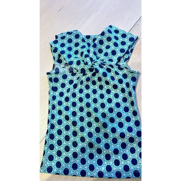 ATHROPOLOGIE MAEVE GREEN BLUE DOT OFF THE SHOULDER TANK CROP TOP XXS - Picture 4 of 9